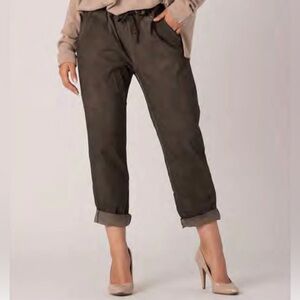 BELLA AMORE ITALY NWOT Washed Brown Drawstring Stretch Jogger Pants, Size L